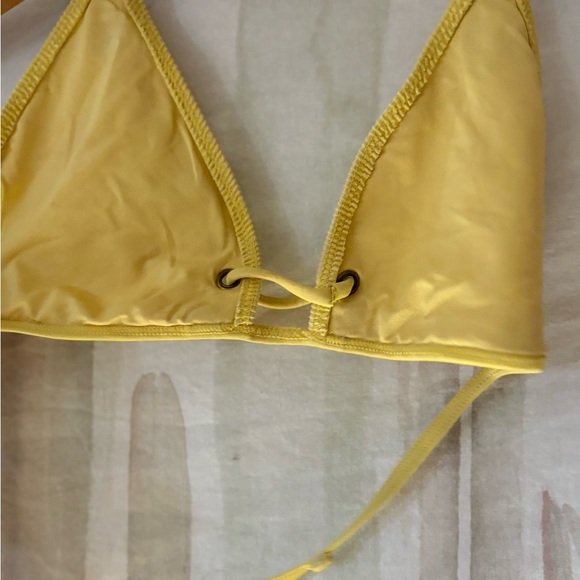 Women’s Yellow Ribbed Triangle Bikini Top - Picture 9 of 10